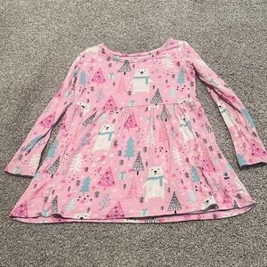 Little Bum Bums Pink‎ Winter Polar Bear Pine Tree bamboo long sleeve peplum 2T
